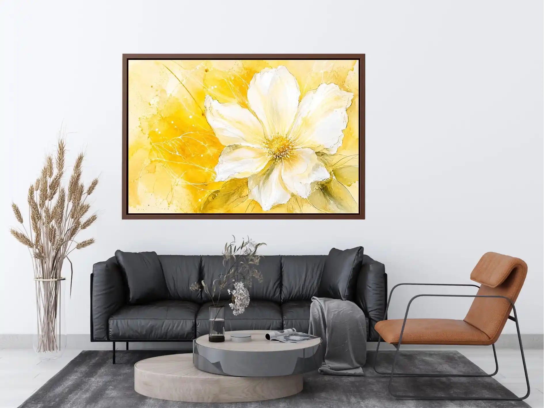 Golden bloom in watercolor strokes