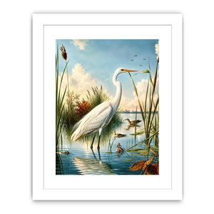 Serene heron in a sunlit wetland
