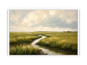Tranquil marsh under a soft sky