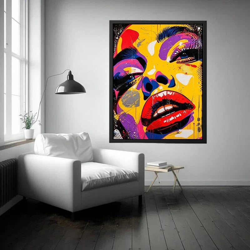Pop art portrait with colorful drips