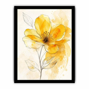 Elegant yellow flower watercolor illustration