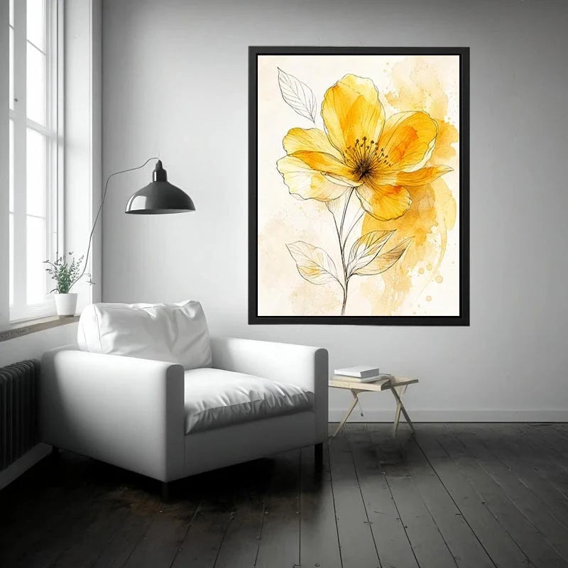 Elegant yellow flower watercolor illustration
