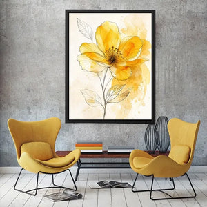 Elegant yellow flower watercolor illustration