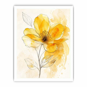 Elegant yellow flower watercolor illustration