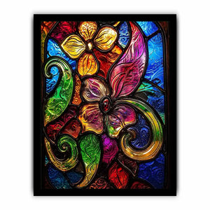 Vibrant Tiffany-style floral stained glass
