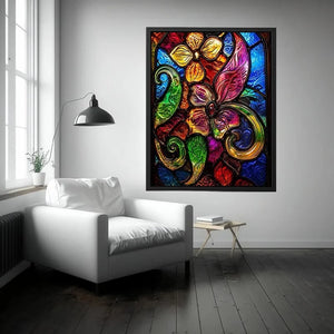 Vibrant Tiffany-style floral stained glass