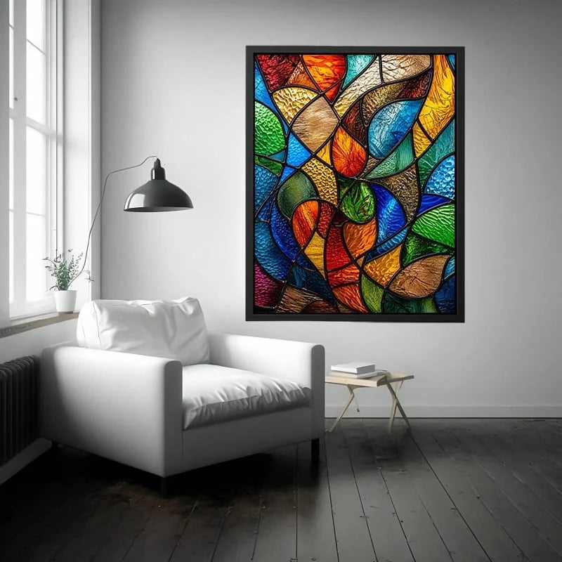 Vibrant stained glass mosaic pattern