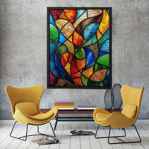 Vibrant stained glass mosaic pattern