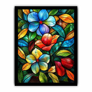 Stained-glass floral mosaic design