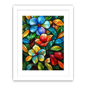 Stained-glass floral mosaic design
