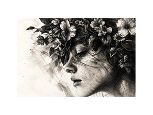 Serene woman with floral crown