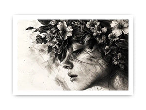 Serene woman with floral crown