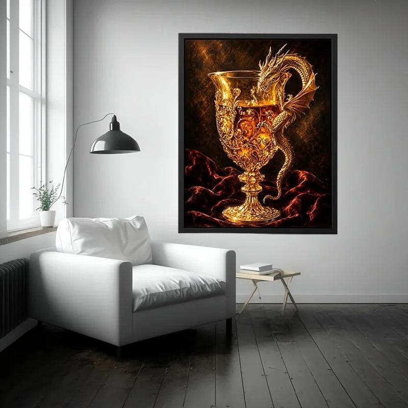 Golden goblet and dragon guardian