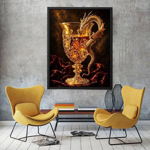 Golden goblet and dragon guardian