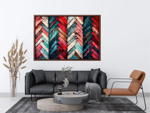 Rustic chevron pattern on painted wood