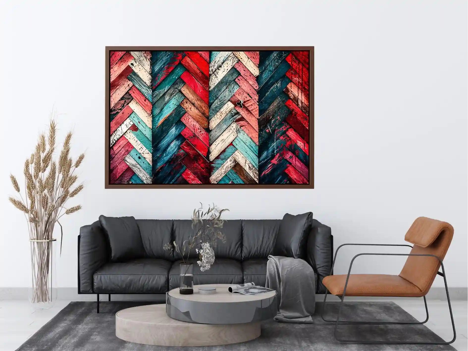 Rustic chevron pattern on painted wood