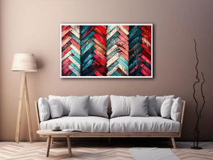 Rustic chevron pattern on painted wood