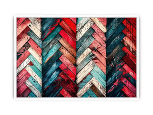 Rustic chevron pattern on painted wood