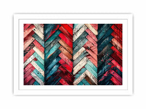 Rustic chevron pattern on painted wood