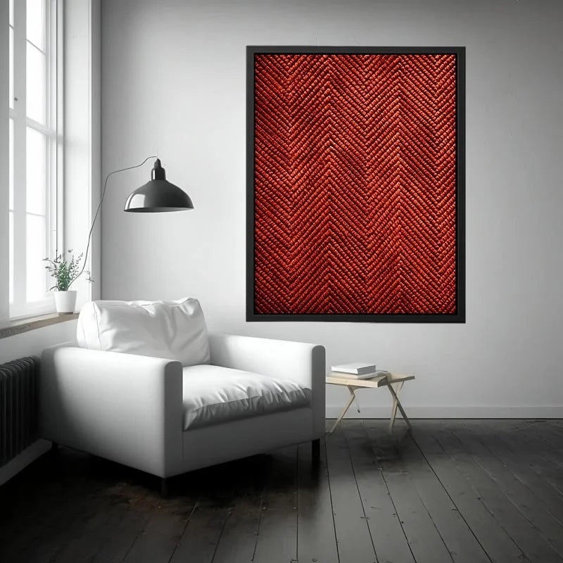 Textured herringbone in deep red