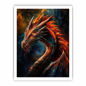 Fierce dragon in fiery profile