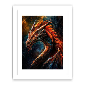 Fierce dragon in fiery profile