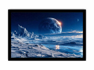Frozen alien tundra under distant moons