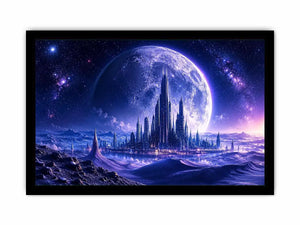 Alien city under a starry sky