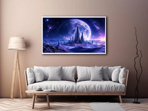 Alien city under a starry sky