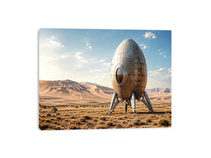 Futuristic spacecraft on desert plains