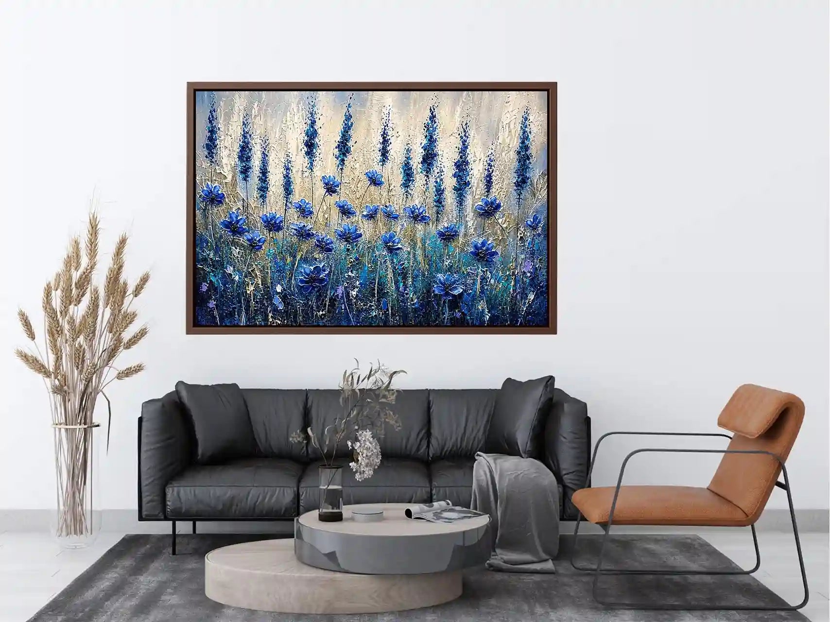 Abstract blue floral meadow in texture