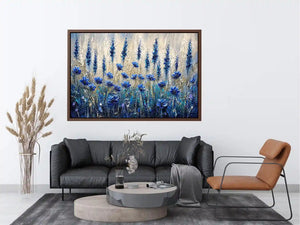 Abstract blue floral meadow in texture