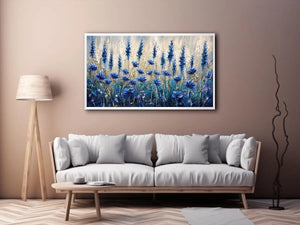 Abstract blue floral meadow in texture