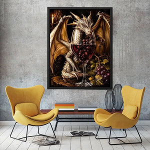 Dragon and wine in a gothic still-life