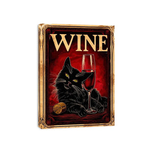 Wine and cat in retro style