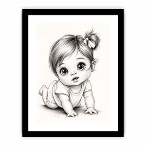 Adorable baby girl in crawling pose