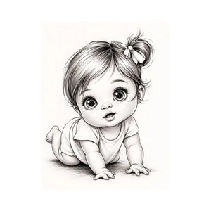 Adorable baby girl in crawling pose