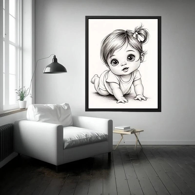 Adorable baby girl in crawling pose