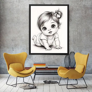 Adorable baby girl in crawling pose