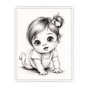Adorable baby girl in crawling pose