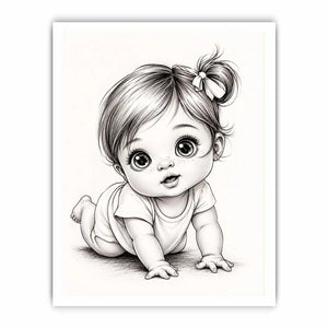 Adorable baby girl in crawling pose