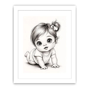 Adorable baby girl in crawling pose