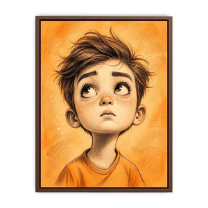 Thoughtful gaze in warm orange tones