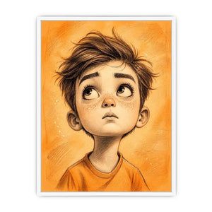 Thoughtful gaze in warm orange tones
