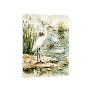 Peaceful wetland with graceful egret