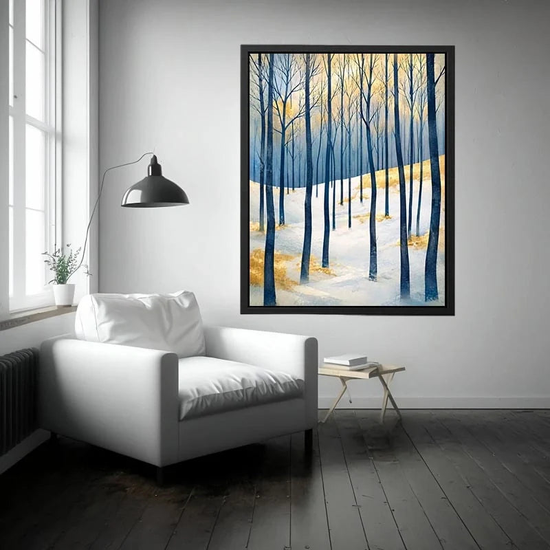 Winter forest in golden light