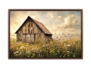 Rustic barn in a golden meadow
