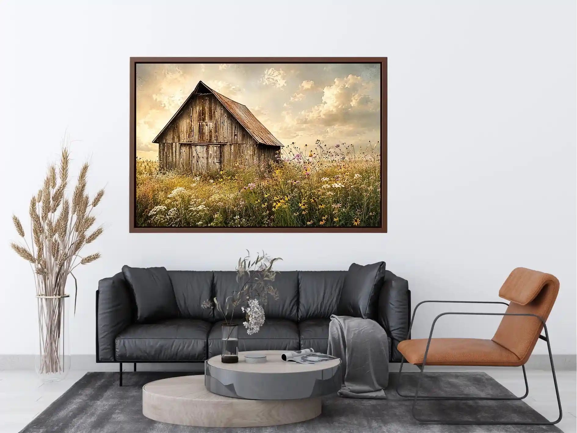 Rustic barn in a golden meadow