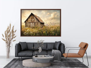 Rustic barn in a golden meadow