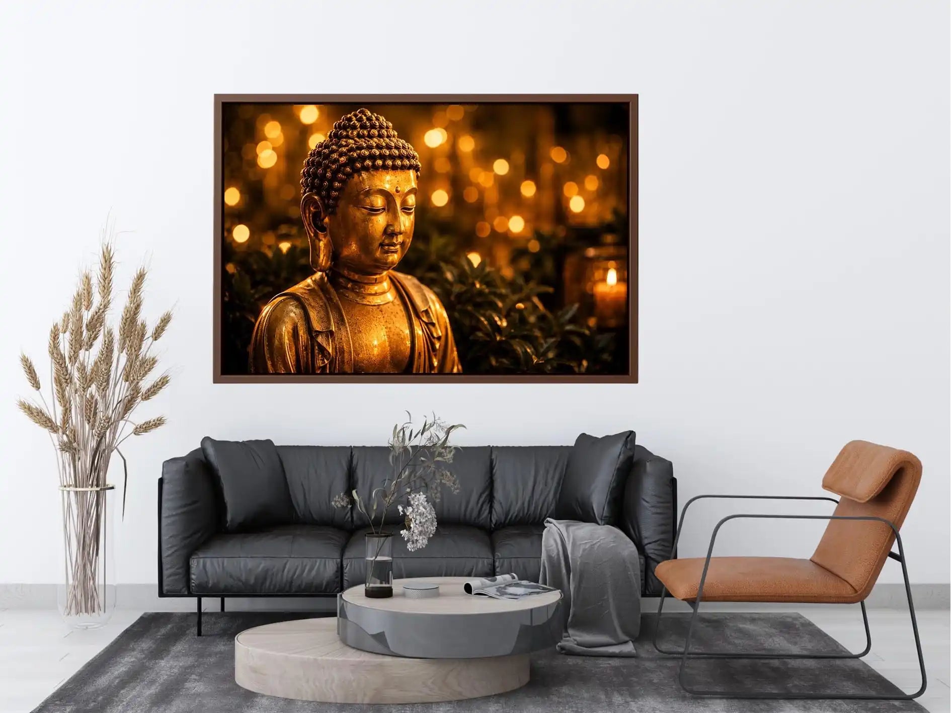 Golden Buddha in serene ambiance